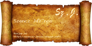 Szencz János névjegykártya