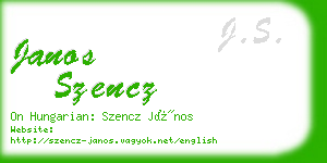 janos szencz business card